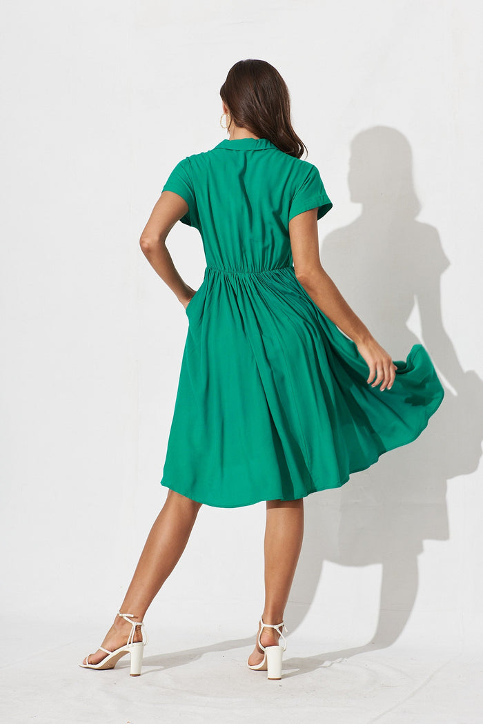 Birdie Shirt Dress In Green - St Frock (Dev)
