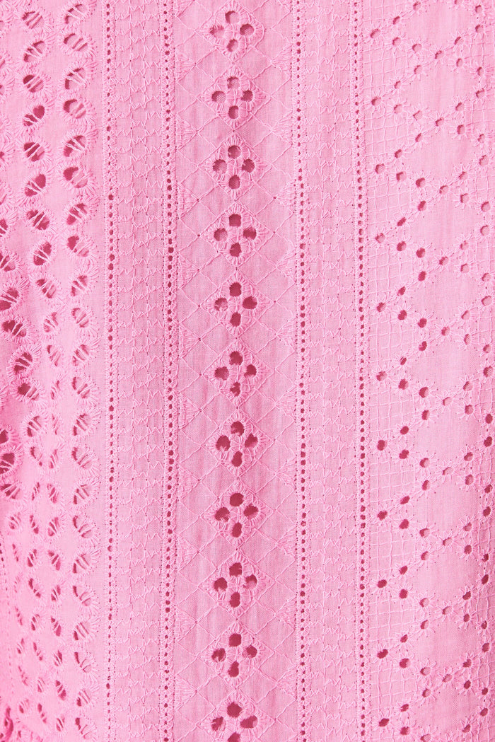 Aspen Top In Pink Broderie Cotton - fabric