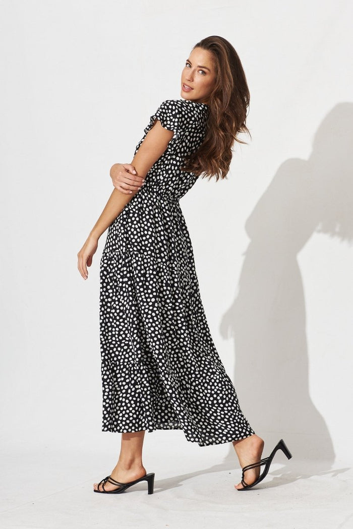 Clairie Maxi Dress In Black With White Polka Dot - St Frock (Dev)