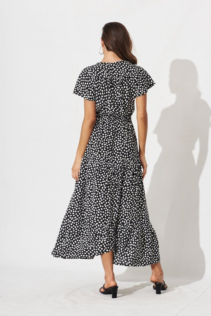Clairie Maxi Dress In Black With White Polka Dot - St Frock (Dev)