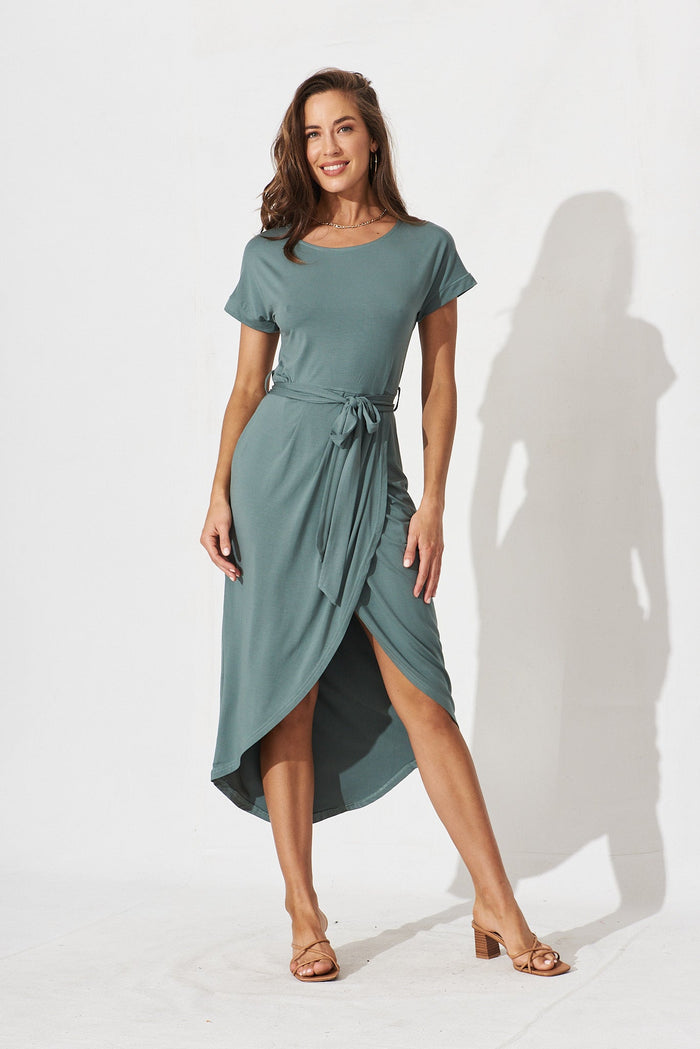 Compton Midi Dress In Khaki - full length