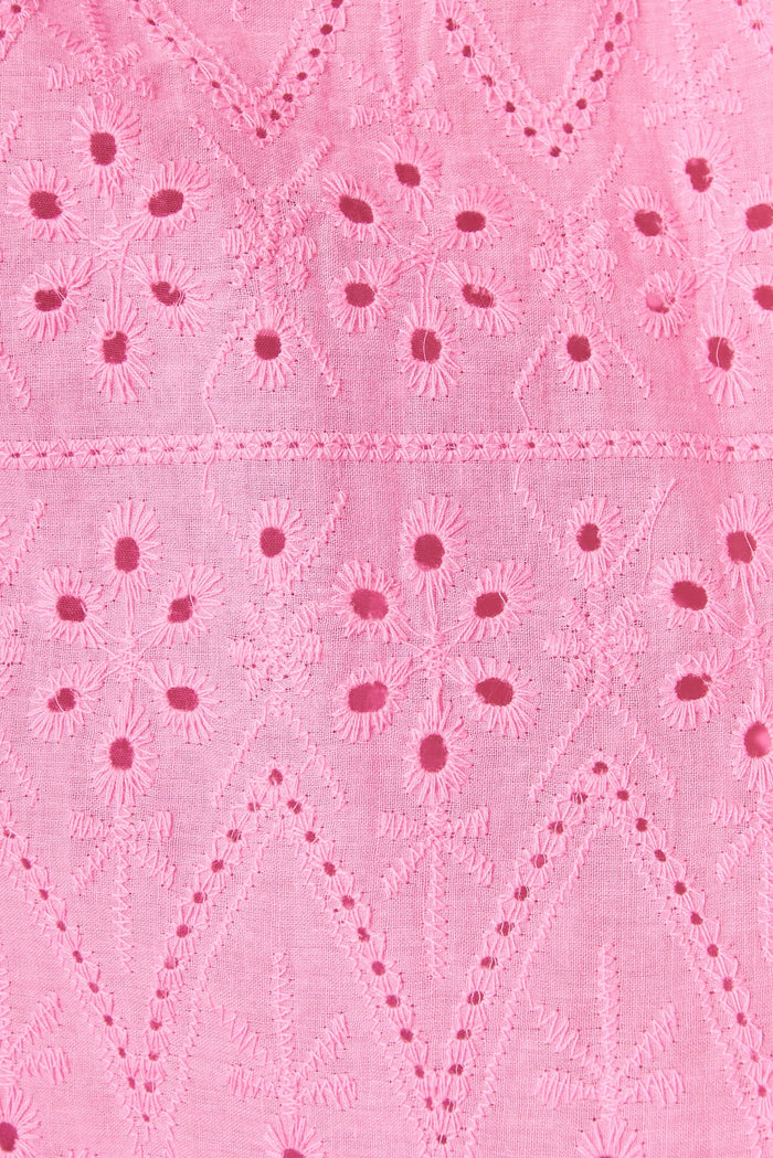 Kylana Dress In Candy Pink Broderie Cotton - fabric
