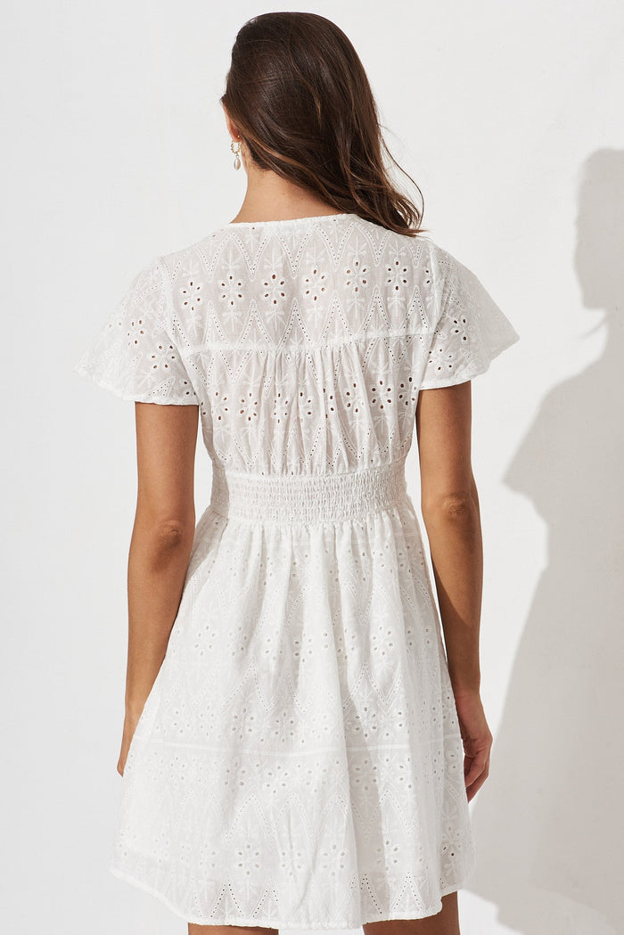 Kylana Dress In White Broderie Cotton - back