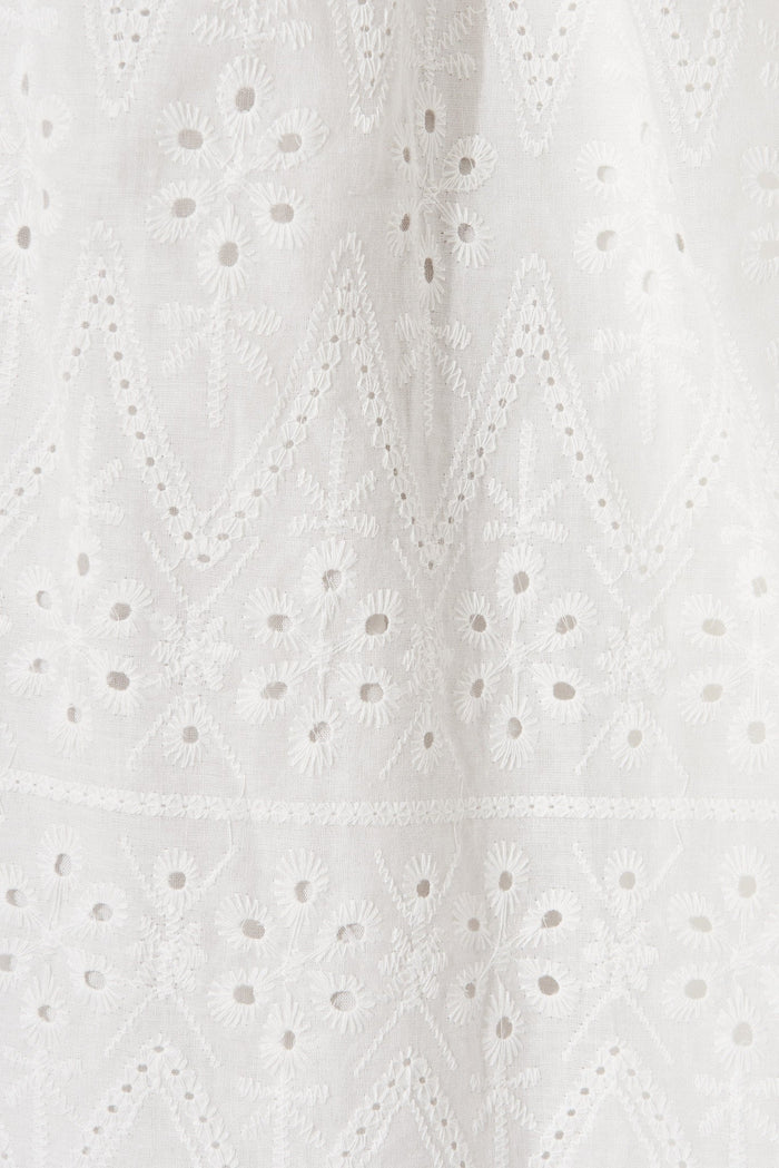 Kylana Dress In White Broderie Cotton - fabric