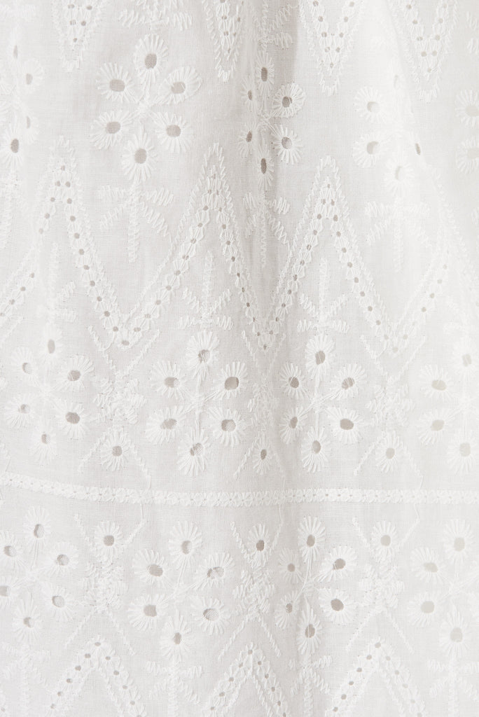 Kylana Dress In White Broderie Cotton - fabric
