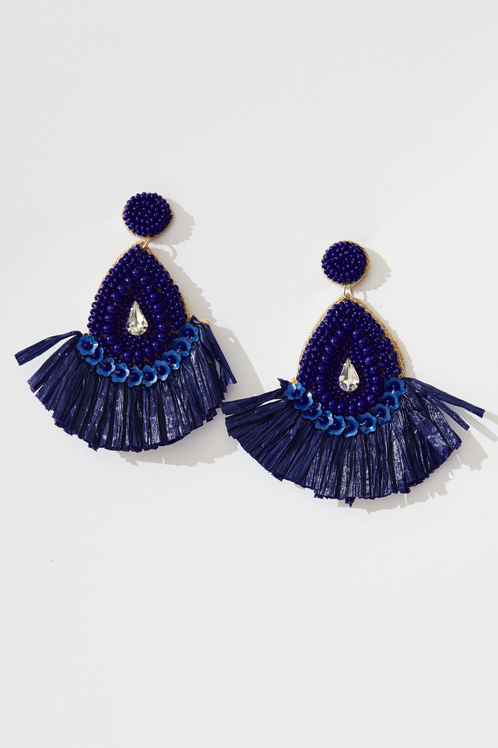 August + Delilah Krista Drop Earrings In Cobalt Blue - front