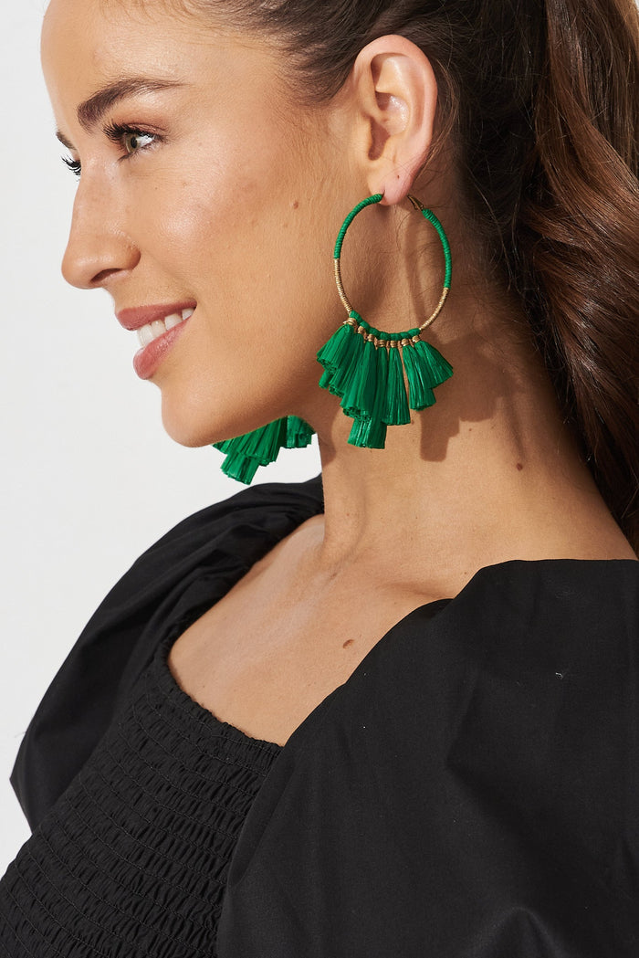 August + Delilah Xasha Hoop Earrings In Green - side