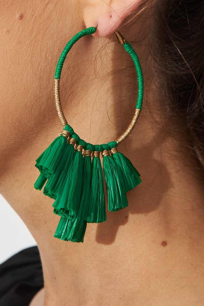 August + Delilah Xasha Hoop Earrings In Green - side single
