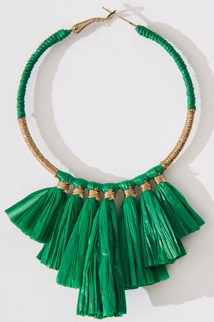 August + Delilah Xasha Hoop Earrings In Green - front single