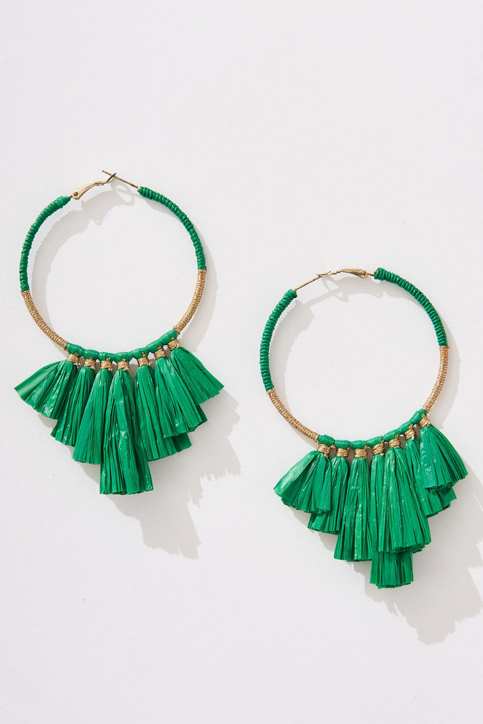August + Delilah Xasha Hoop Earrings In Green - front
