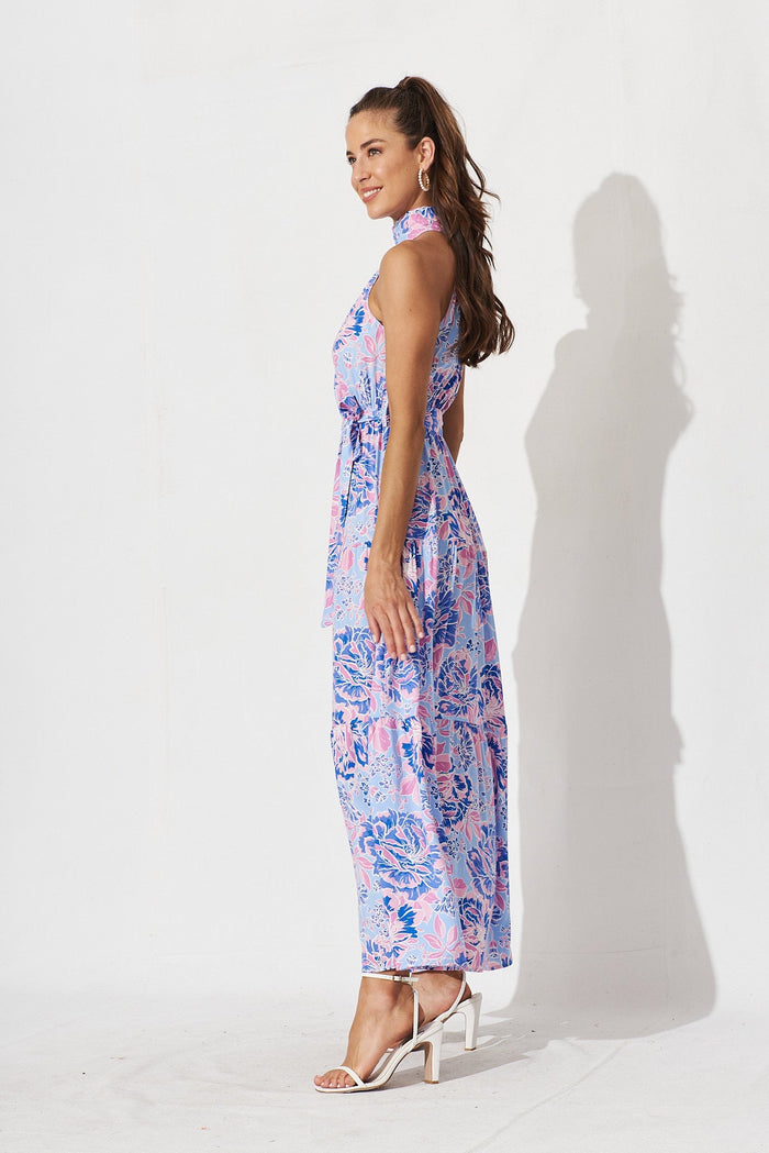 Nadine Maxi Dress In Mauve With Lilac Floral - side