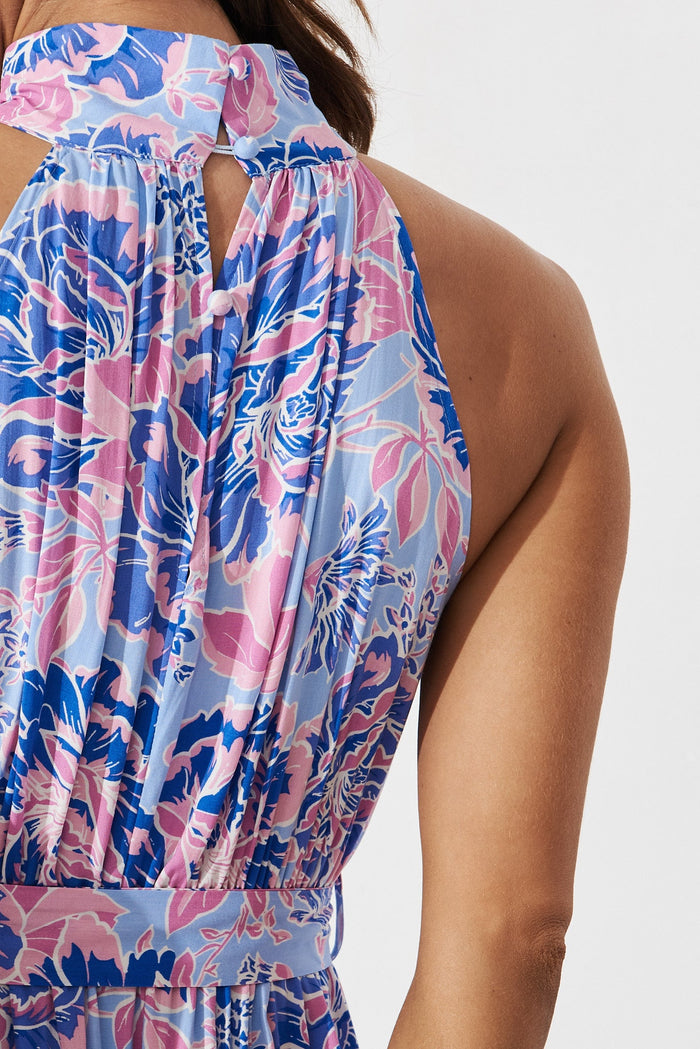 Nadine Maxi Dress In Mauve With Lilac Floral - detail