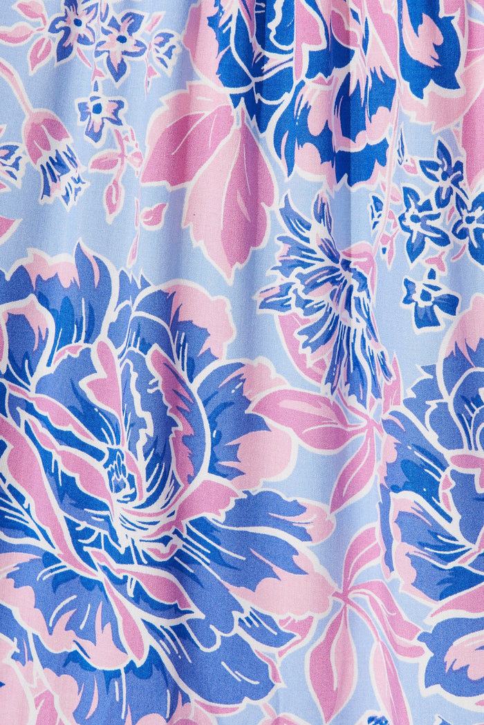 Nadine Maxi Dress In Mauve With Lilac Floral - fabric