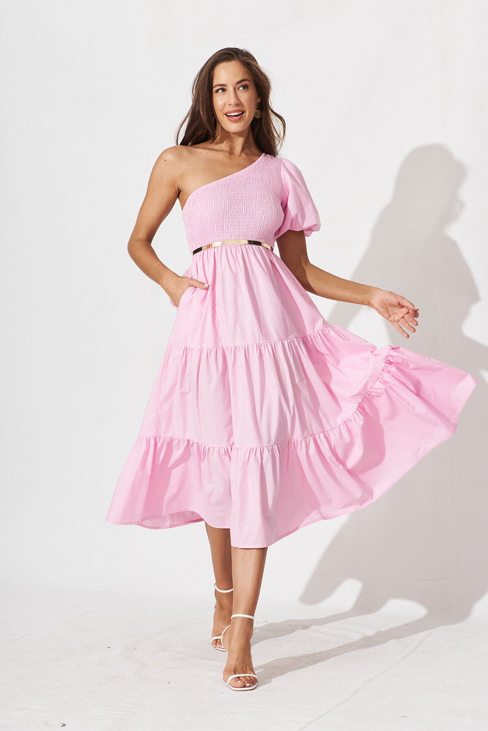 Shaneen Midi Dress In Pink - full length