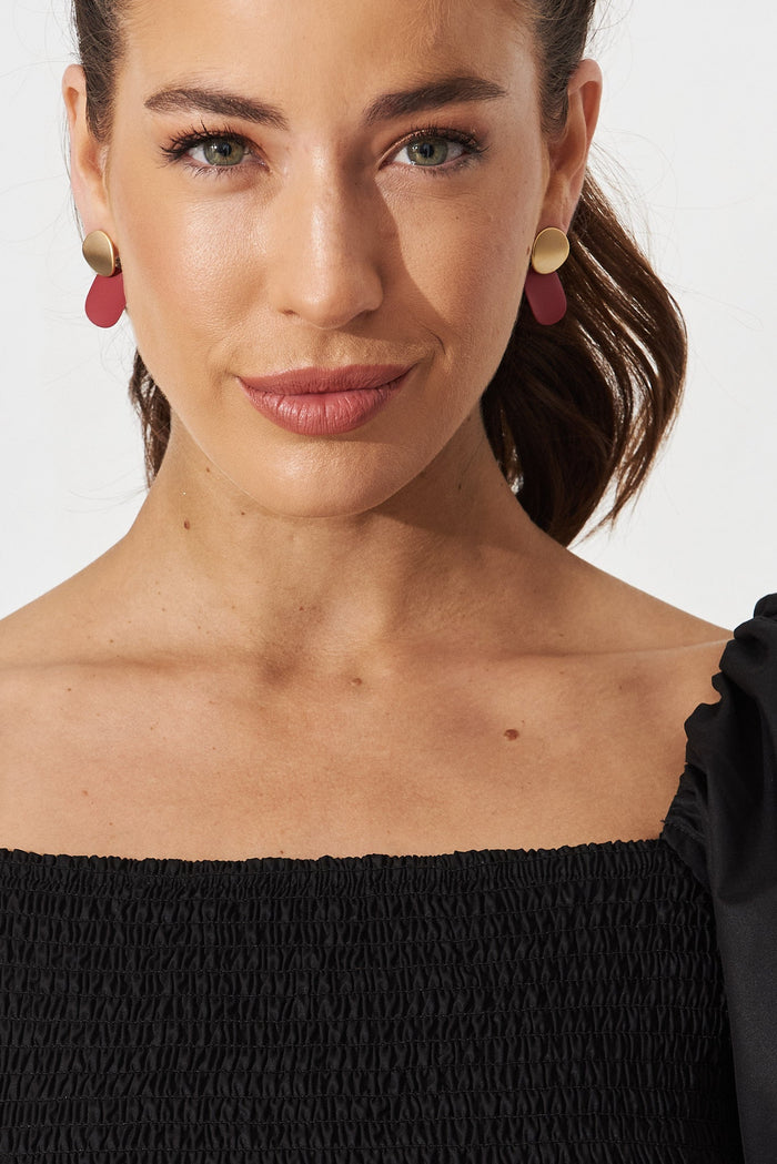 August + Delilah Gloria Earrings In Wine With Gold - front