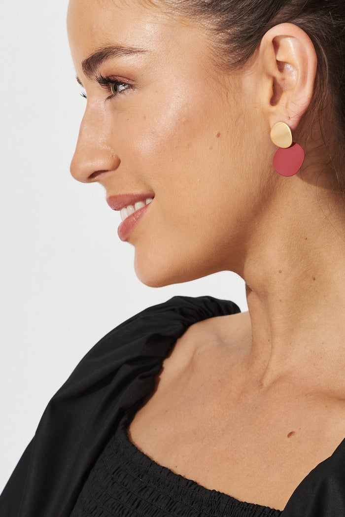 August + Delilah Gloria Earrings In Wine With Gold - side