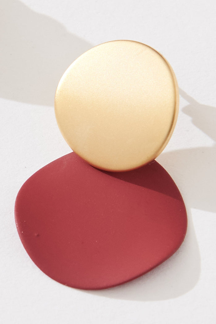 August + Delilah Gloria Earrings In Wine With Gold - front single