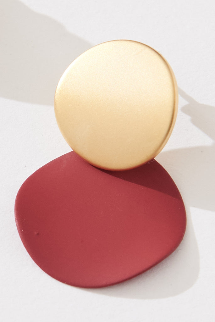 August + Delilah Gloria Earrings In Wine With Gold - front single