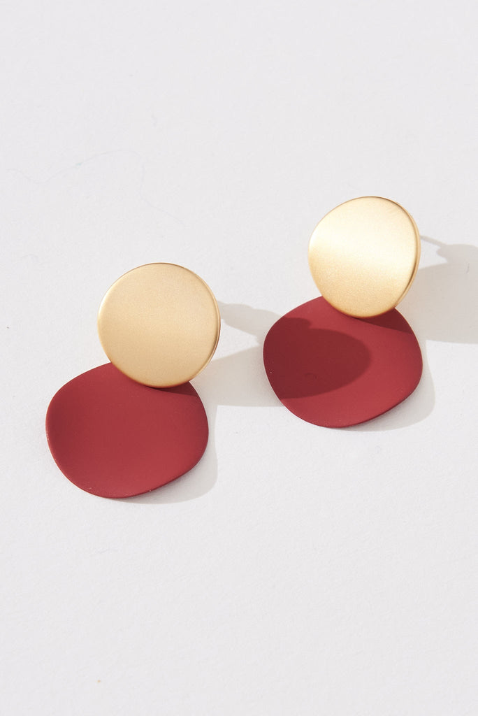 August + Delilah Gloria Earrings In Wine With Gold - front