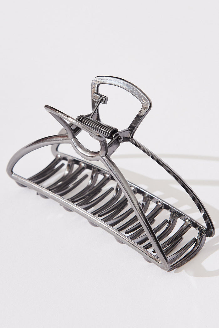 August + Delilah Beth Hair Claw In Steel Grey - side