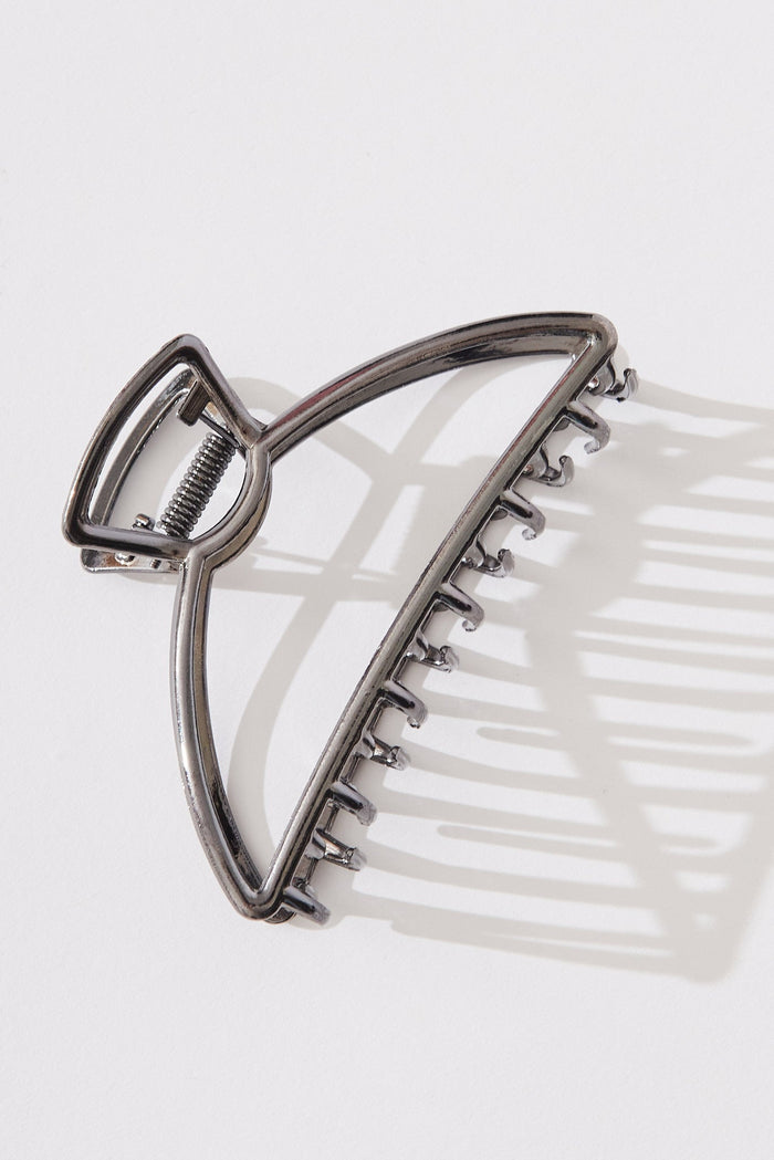 August + Delilah Beth Hair Claw In Steel Grey - side