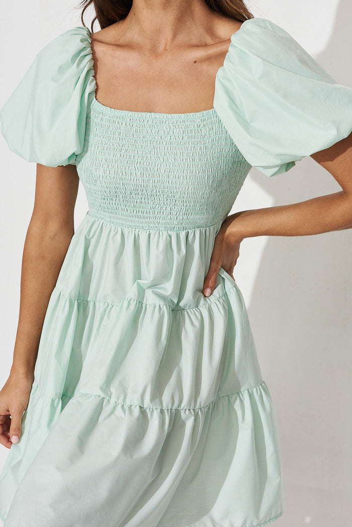 Glenda Dress In Mint - detail