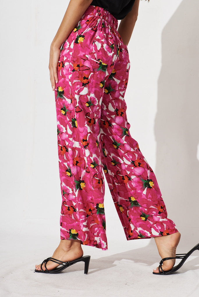 Amalia Pants In White With Fuchsia Floral - St Frock (Dev)