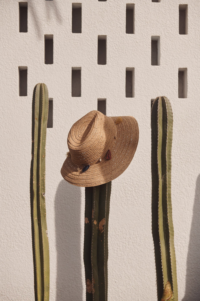 August + Delilah Thaya Straw Hat In Brown With Charms - St Frock (Dev)
