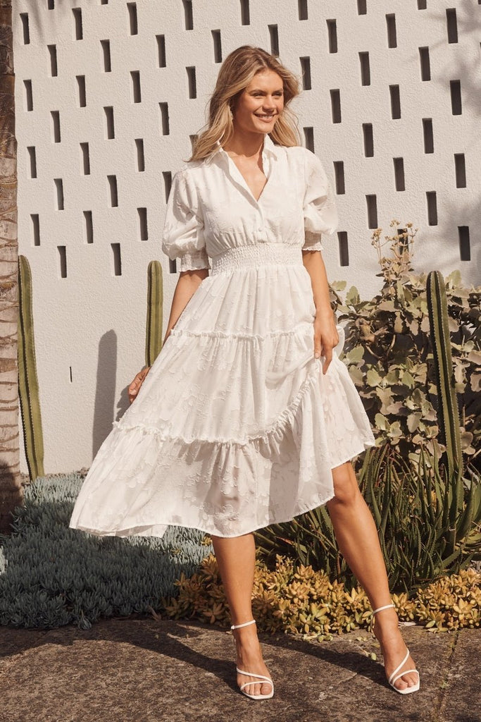Brittney Maxi Dress In White Chiffon - St Frock (Dev)