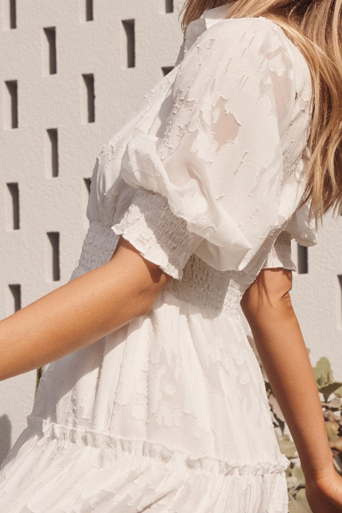 Brittney Maxi Dress In White Chiffon - St Frock (Dev)