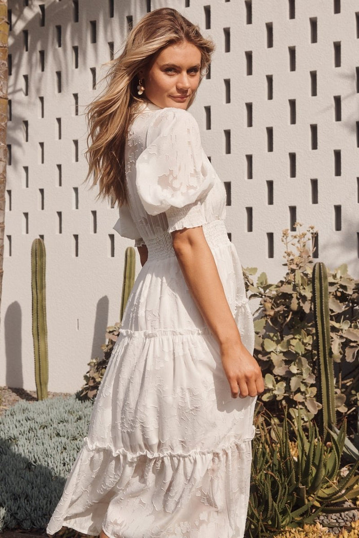Brittney Maxi Dress In White Chiffon - St Frock (Dev)