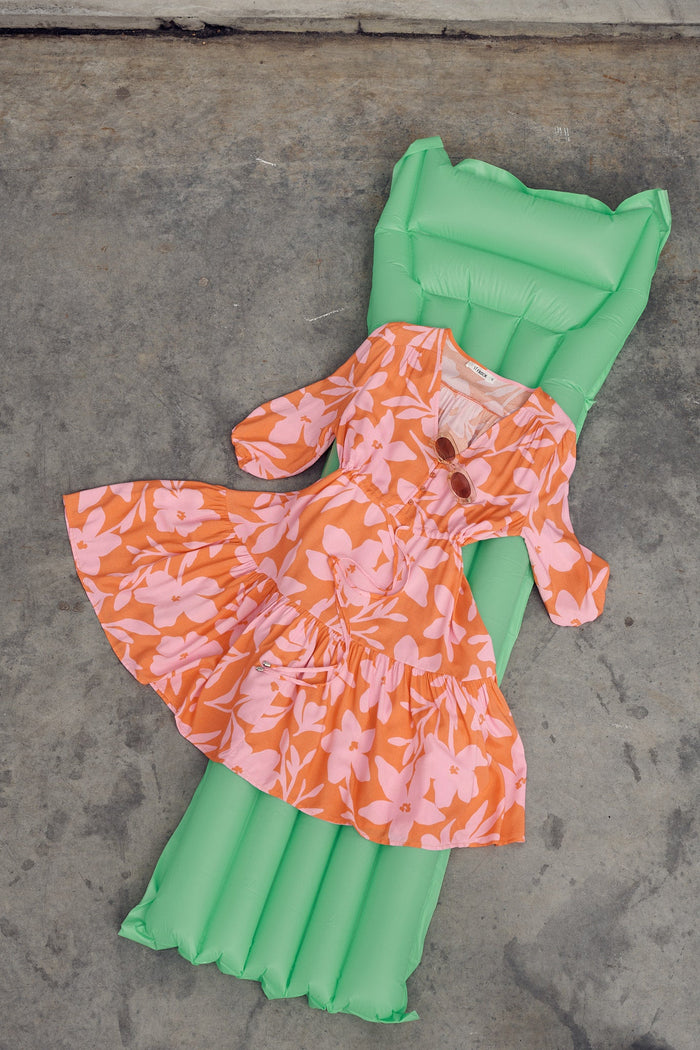 Apollo Dress In Orange And Pink Floral - St Frock (Dev)