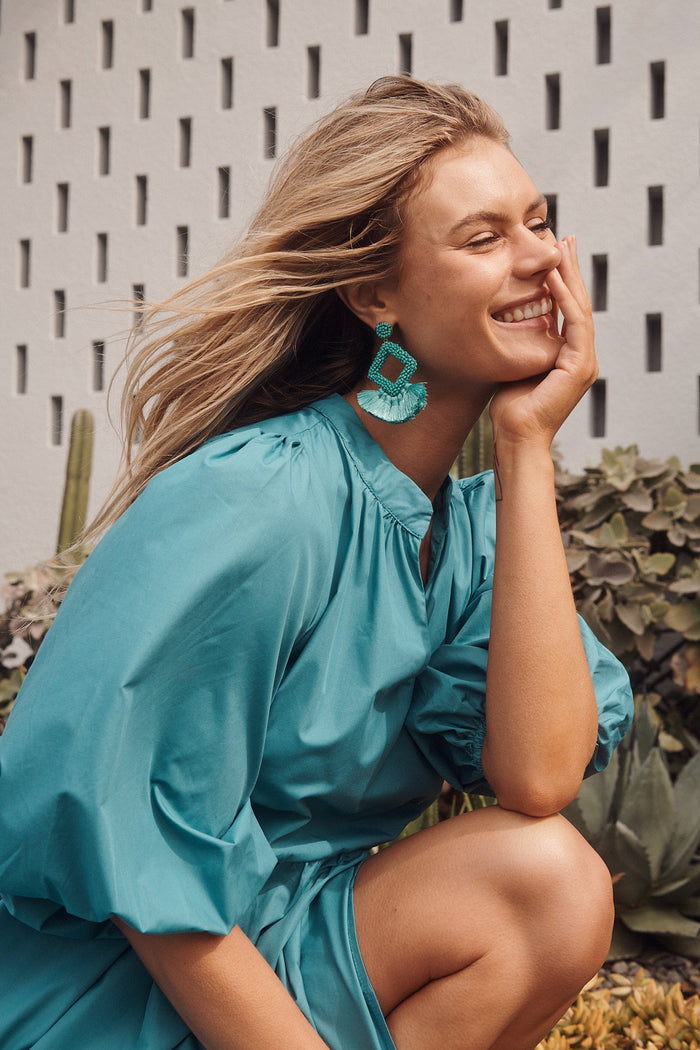 August + Delilah Villa Tassel Earrings In Blue - St Frock (Dev)