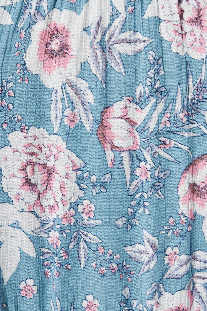 Macca Dress In Blue Floral - fabric