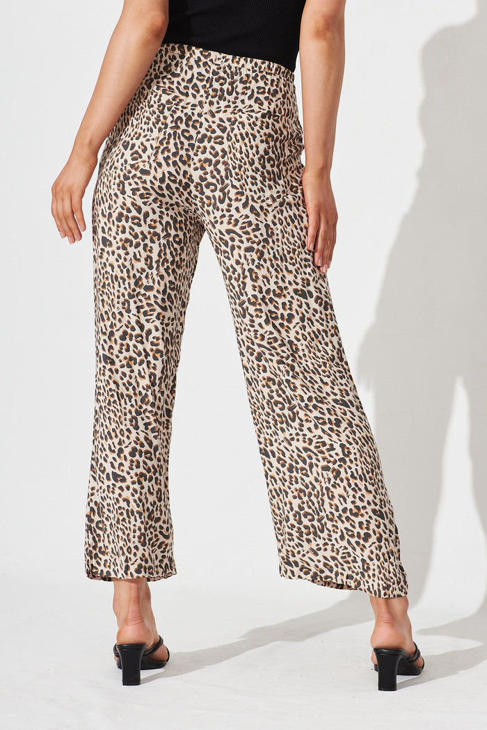 Grounded Pant In Beige With Brown Leopard Print - back