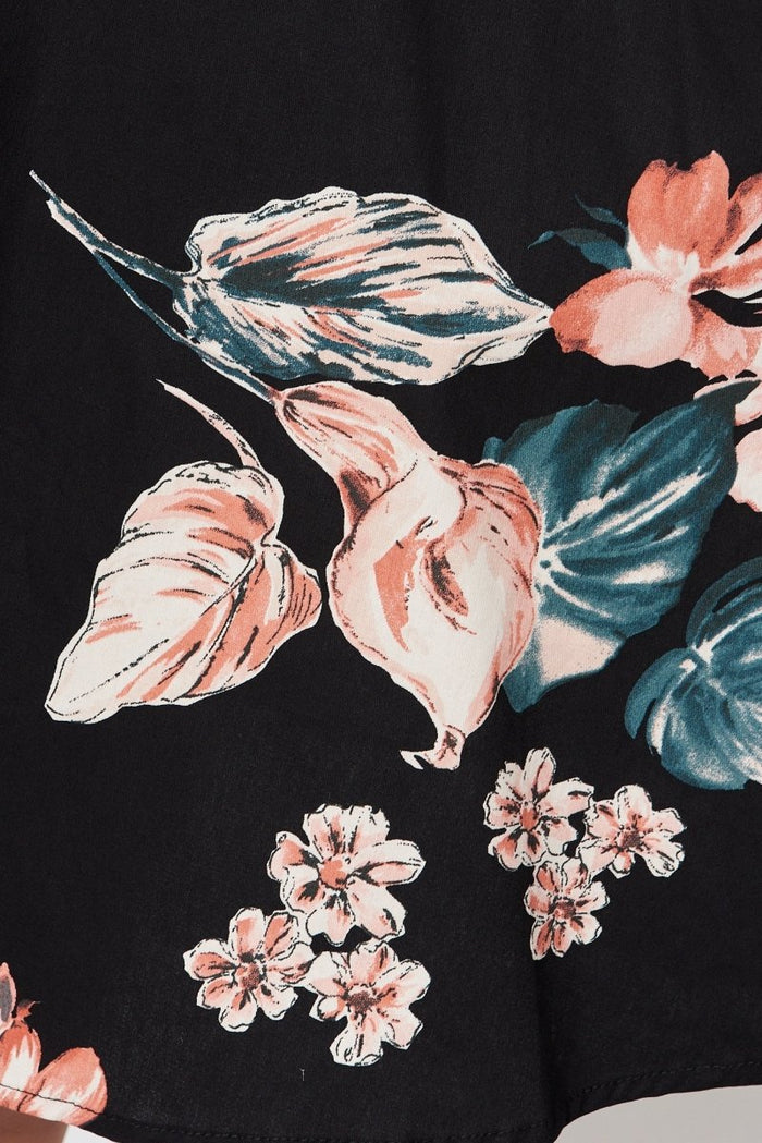 Bryne Dress In Black With Apricot Floral - St Frock (Dev)