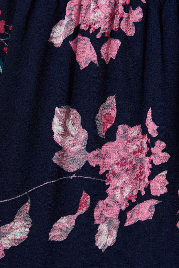 Kaitlyn Midi Dress In Navy With Pink Floral - fabric