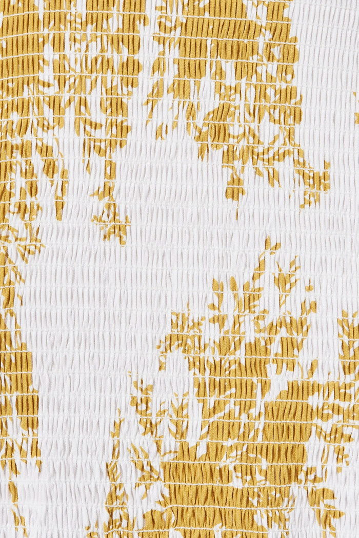 Madona Midi Dress In White With Mustard Floral - fabric