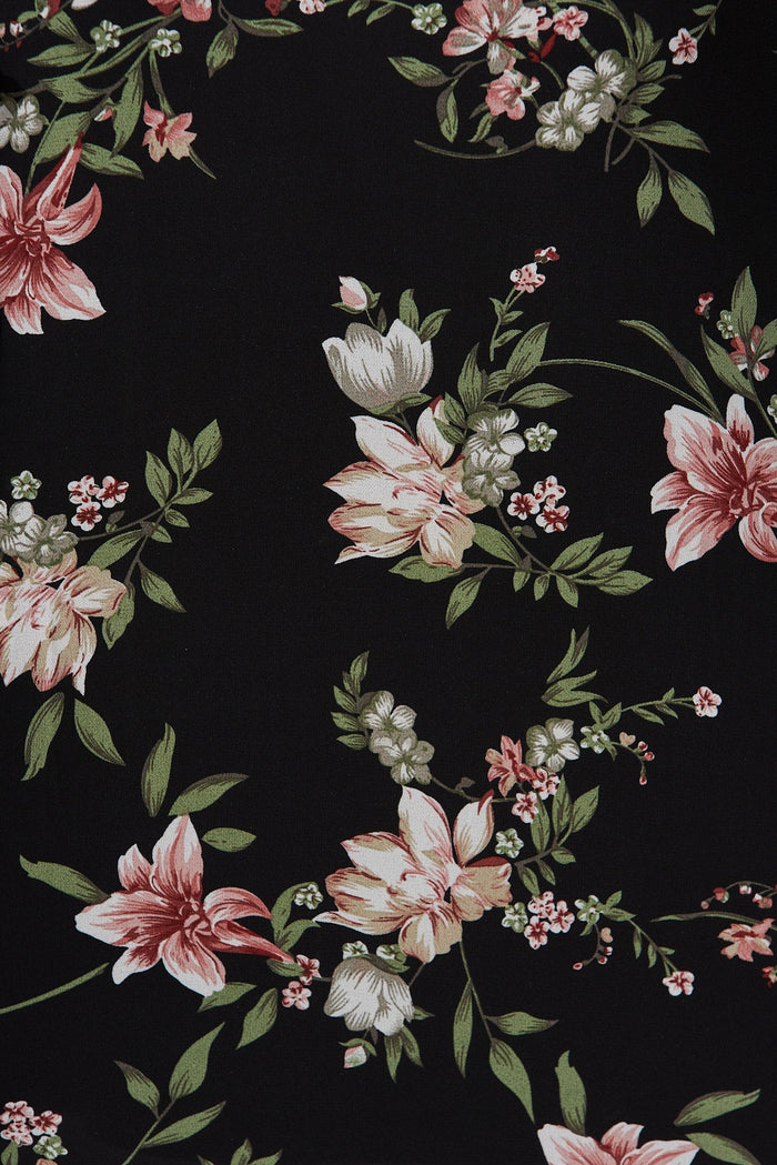 Prindle Top Black With Pink Floral - fabric