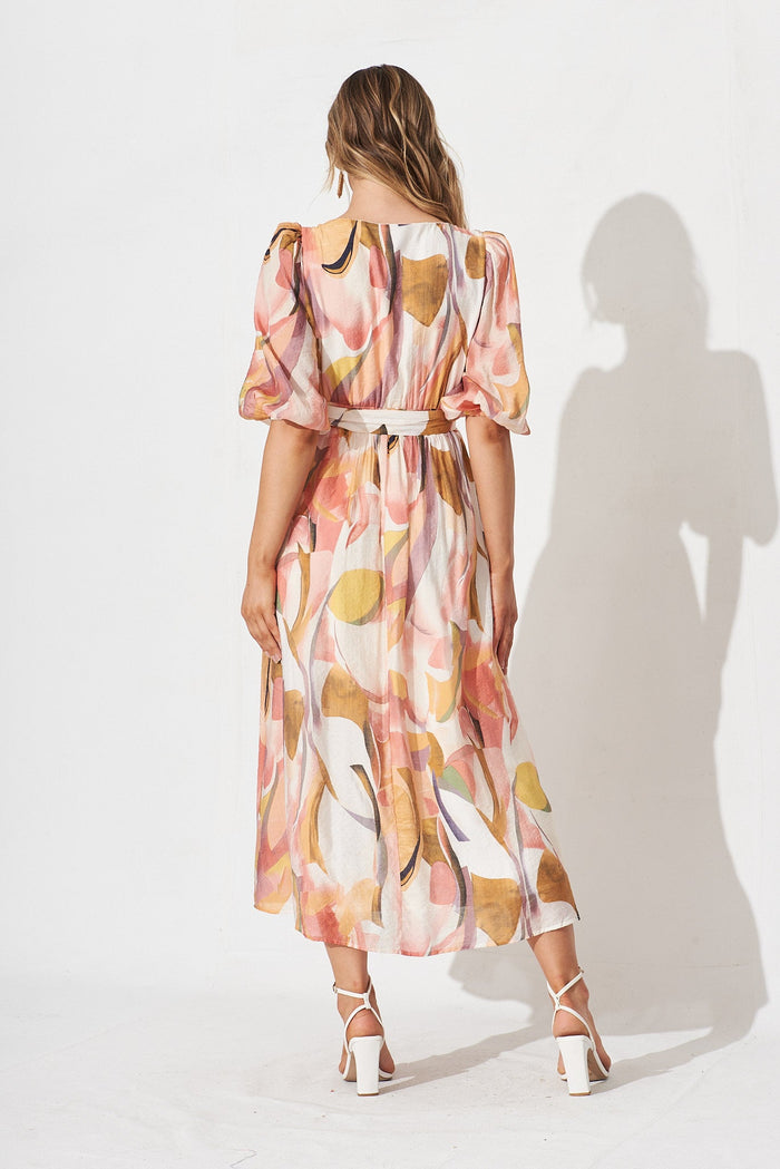 Adrina Maxi Dress In White With Multi Floral - back