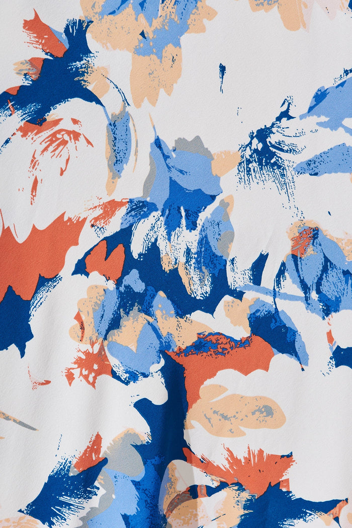 Selena Maxi Dress In Blue With White Floral - fabric