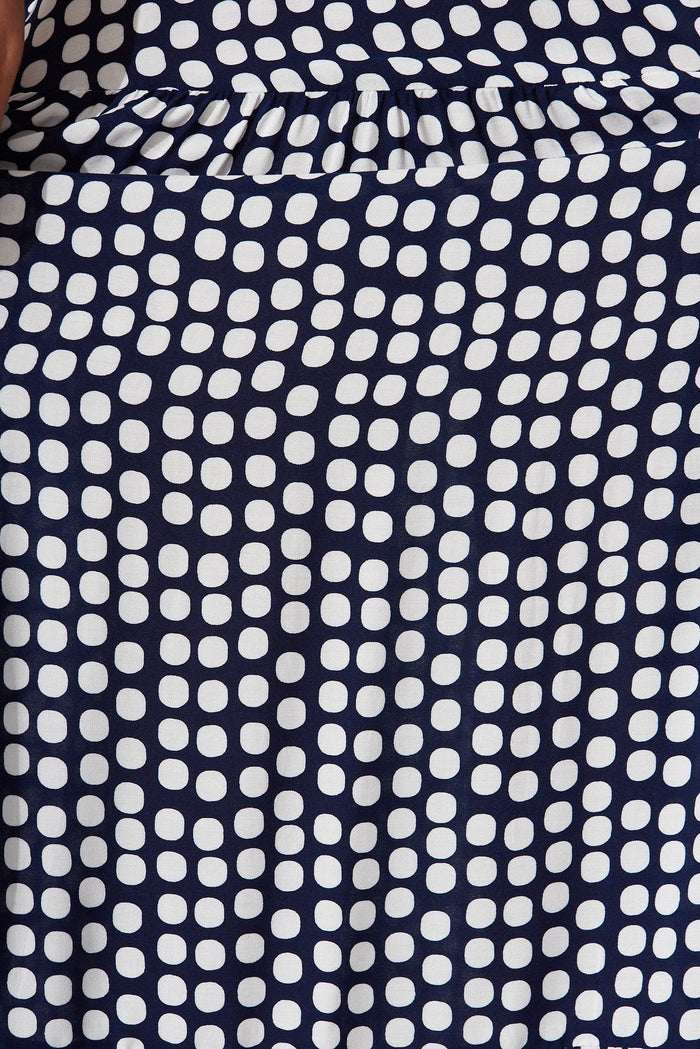 Lolana Maxi Dress In Navy With White Spot - fabric