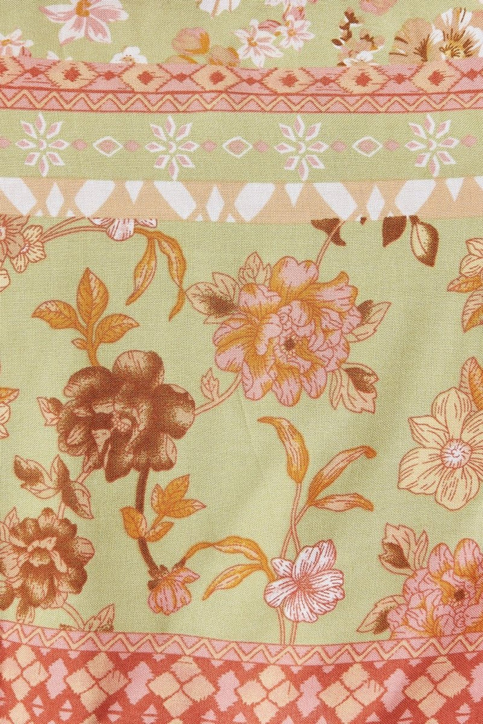 Britta Smock Dress In Green Boho Floral - St Frock (Dev)