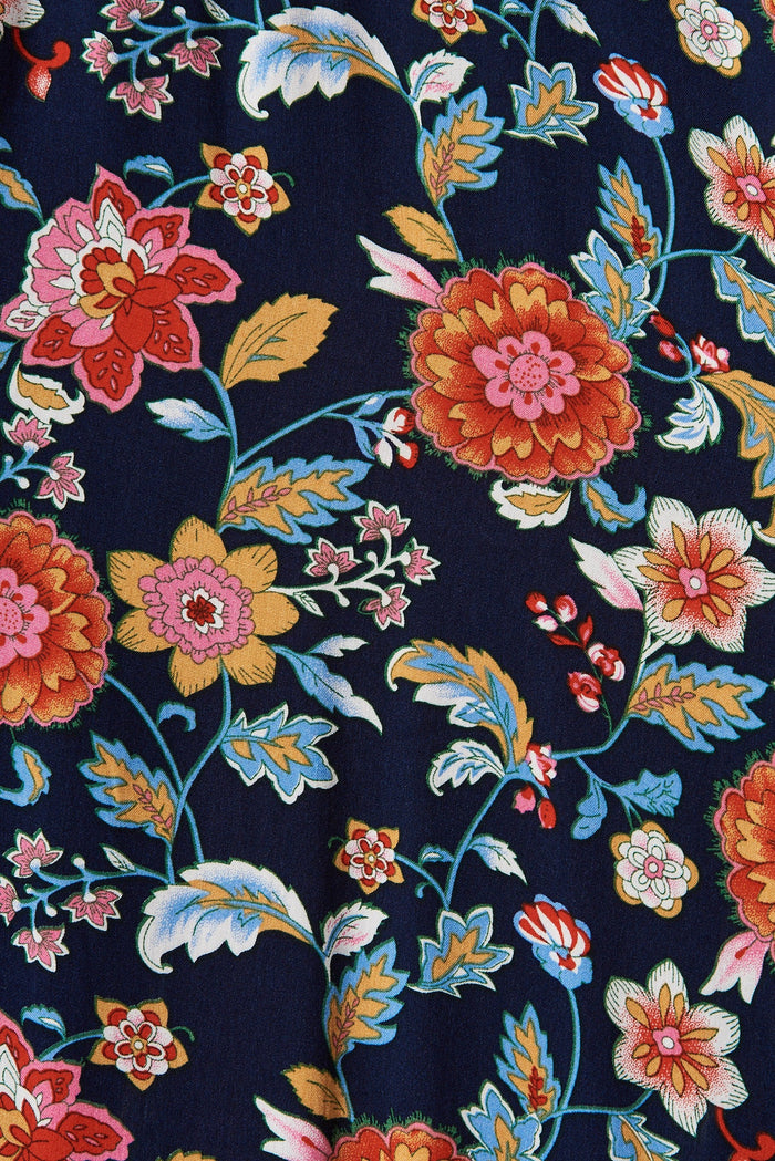 Justyne Maxi Dress In Navy Multi Floral - fabric
