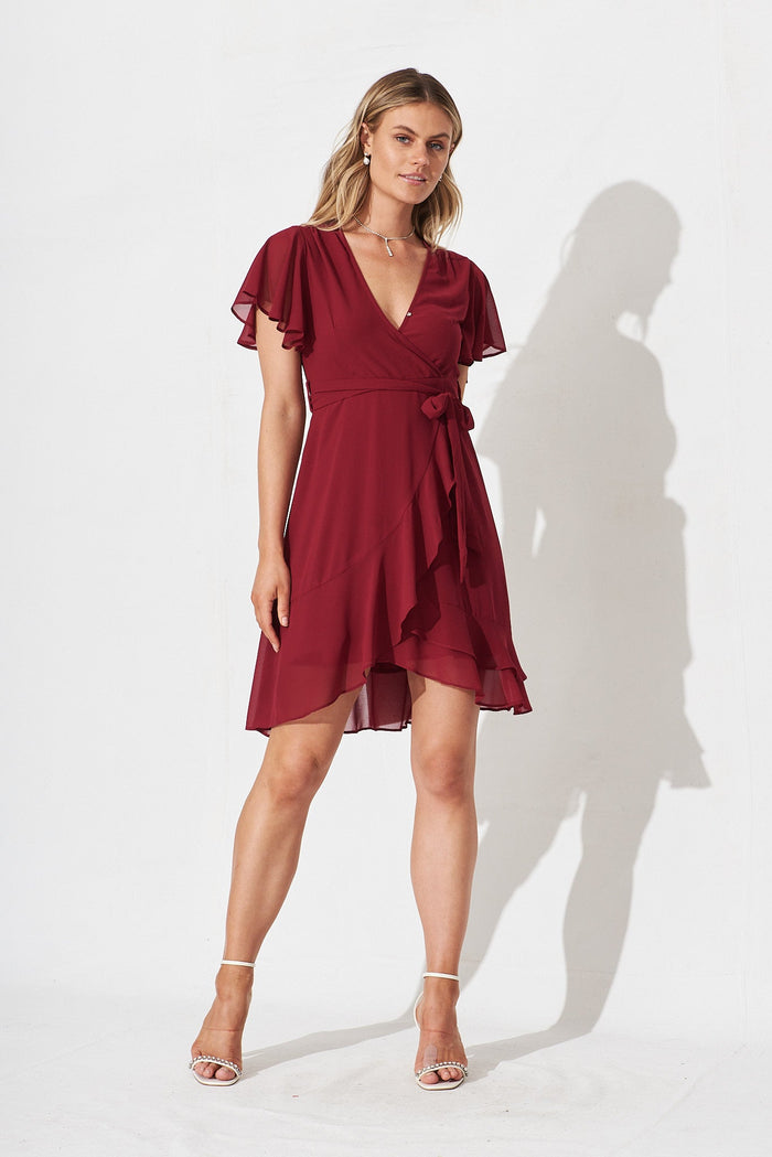 Gemstone Dress In Berry Chiffon - full length