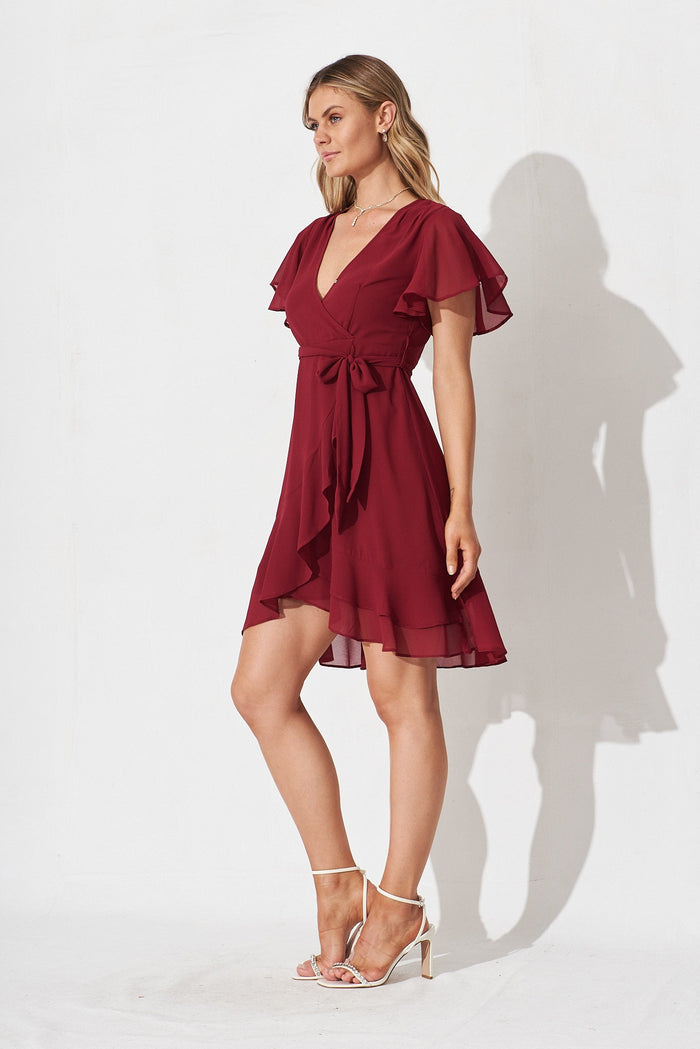 Gemstone Dress In Berry Chiffon - side