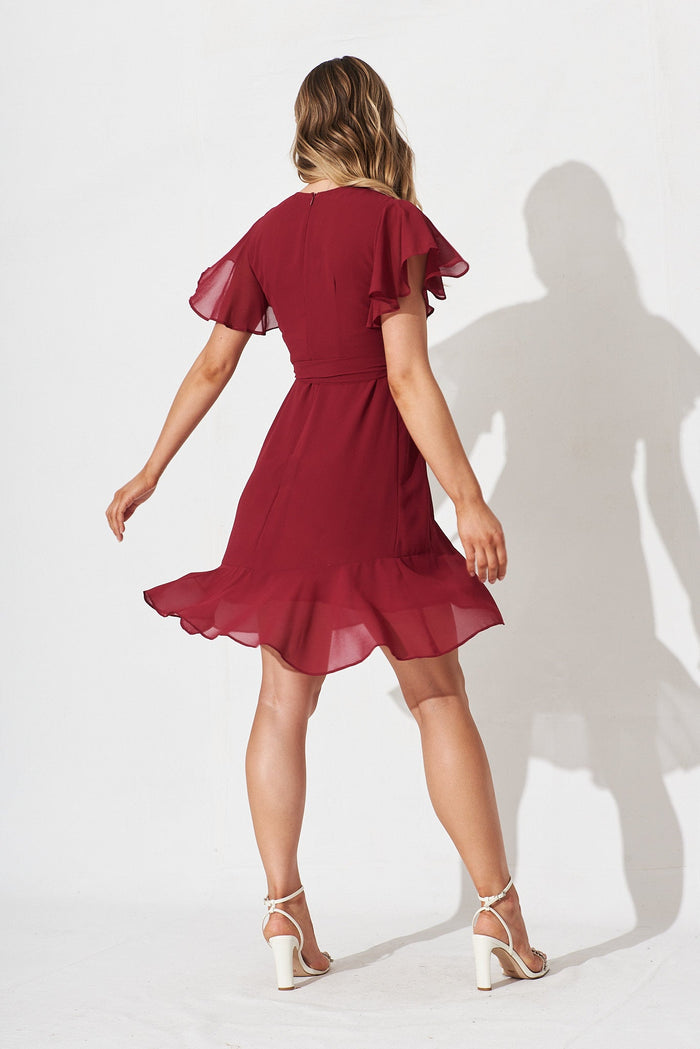 Gemstone Dress In Berry Chiffon - back
