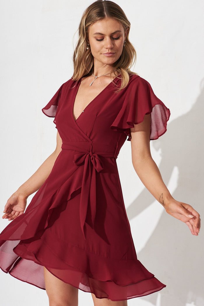 Gemstone Dress In Berry Chiffon - front