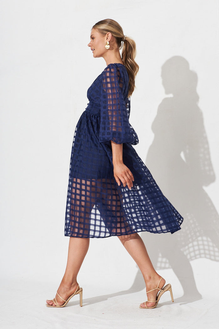 Destine Midi Dress In Navy - side