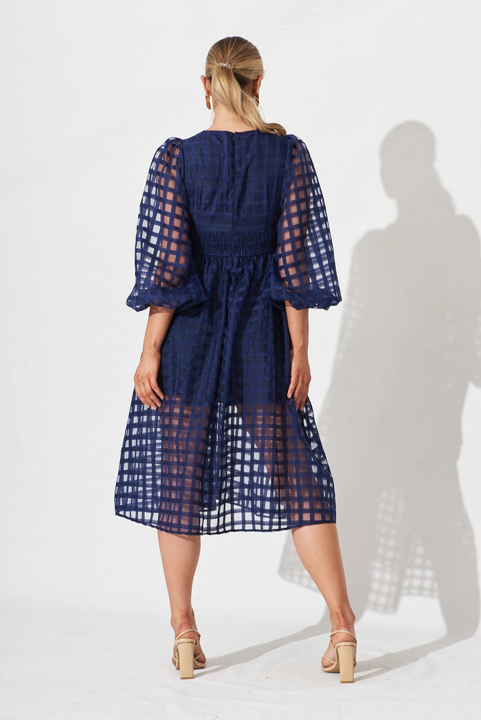 Destine Midi Dress In Navy - back